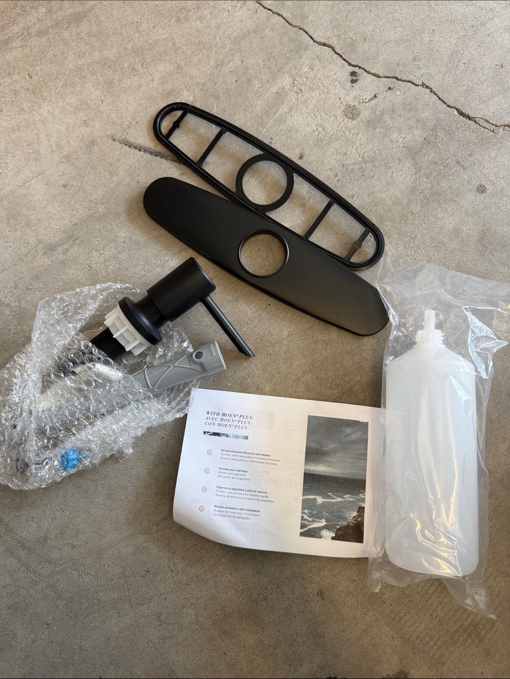 Moen Matte Black Soap Dispenser Parts with Clear Bottle